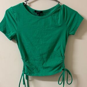 Ambiance Bright Green Ruched Crop Top